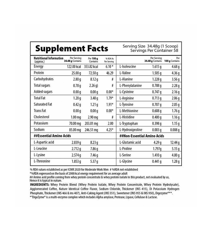 Prime Whey 2kg Coffee Back Pic